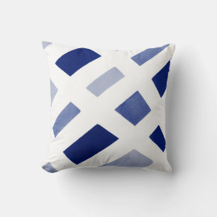 Blue Periwinkle White Geometric Watercolor Cushion