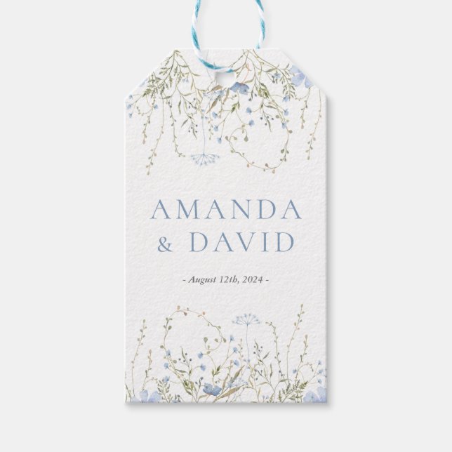 Blue Periwinkle Wildflower Wedding  Gift Tags (Front)