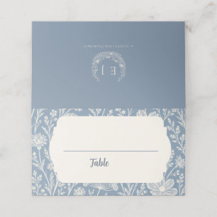 Blue Periwinkle Wildflower Wedding Place Card