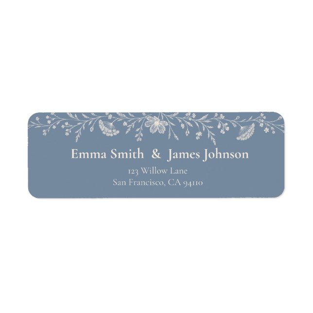 Blue Periwinkle Wildflower Wedding Return Address  (Front)