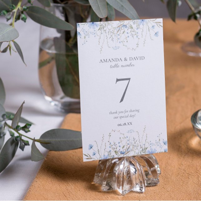 Blue Periwinkle Wildflower Wedding  Table Number (Creator Uploaded)