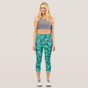 Blue Persian Camouflage  Capri Leggings