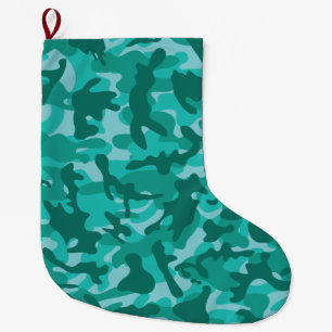 Blue Persian Camouflage Large Christmas Stocking