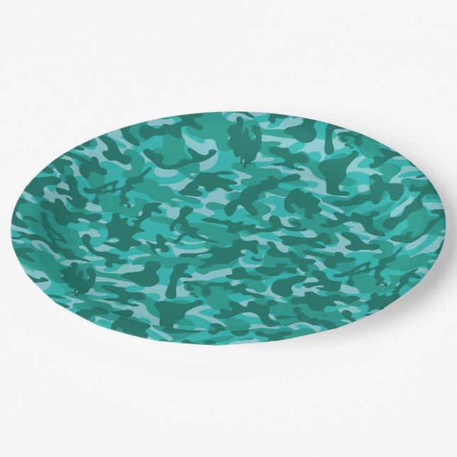 Blue Persian Camouflage Paper Plate (Angled)