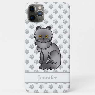 Blue Persian Cute Cartoon Cat & Name Case-Mate iPhone Case