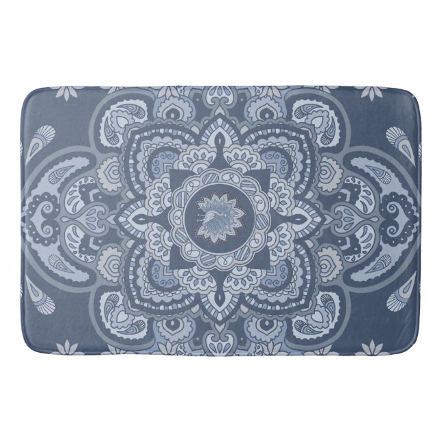 Blue Persian Peacock Bath Mat (Front)