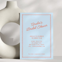 Blue Persimmon Doodle Scallop Border Bridal Shower