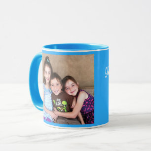 Blue Personalise PHOTO TEMPLATE Gift Coffee Mug