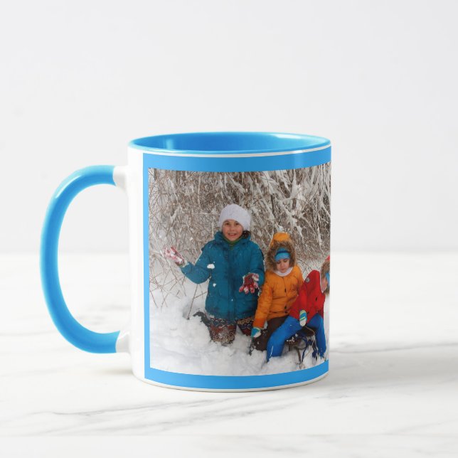 Blue Personalise Photo Template Gift Coffee Mug (Left)