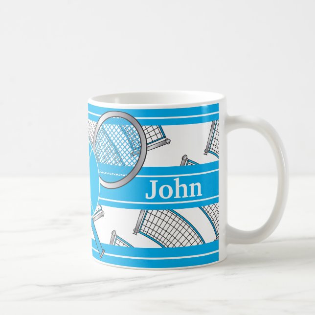 Blue Personalise Tennis Design Coffee Mug (Right)