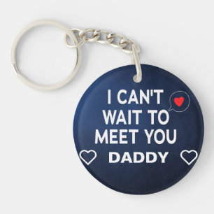 Blue Personalised Baby's Sonogram Expectant Daddy Key Ring