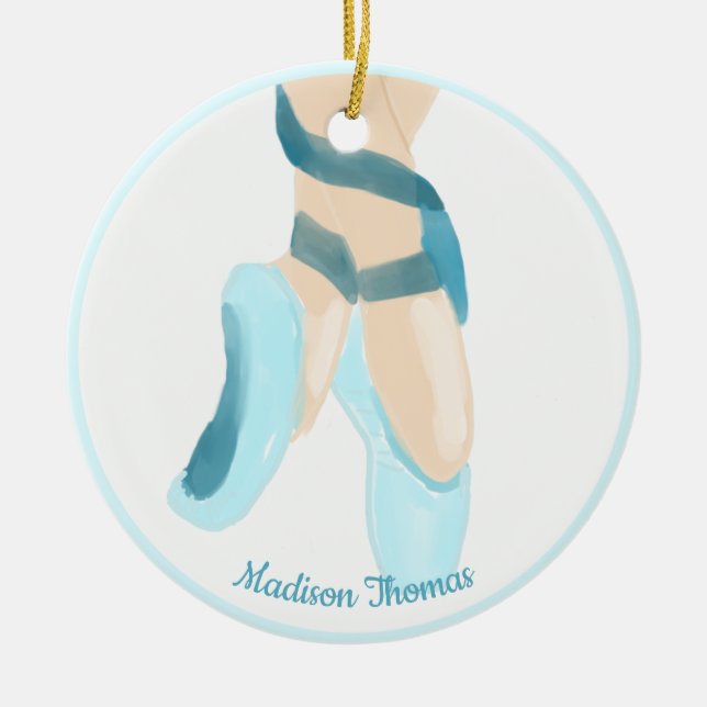  Blue Personalised Ballet Slippers Ceramic   Tree Decoration (Front)