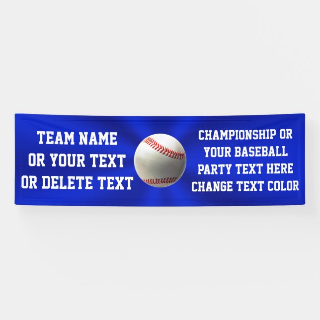 Blue Personalised Baseball Banner with Your Text (Horizontal)