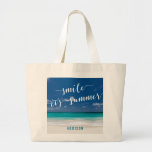 Blue Personalised Beach Bags Jumbo Tote