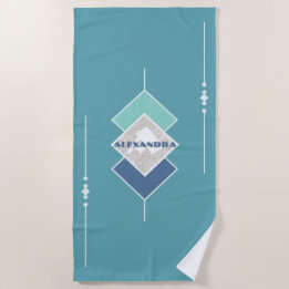Blue Personalised Beach Towel