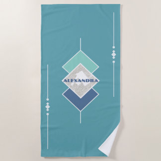Blue Personalised Beach Towel