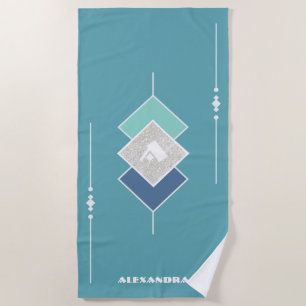 Blue Personalised Beach Towel
