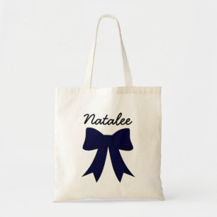 Blue Personalised Bow Budget Tote Bag