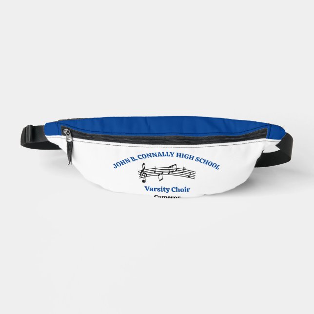 Blue Personalised Choir Singer Music Notes Bum Bags (Front)