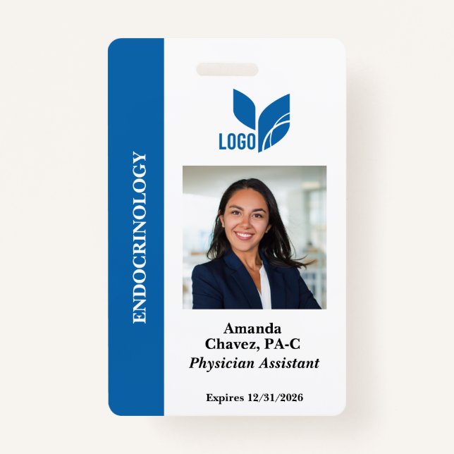 Blue Personalised Employee ID Photo Name ID Badge (Front)