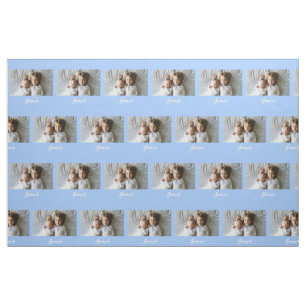 Blue Personalised Fabric Add Your Photo
