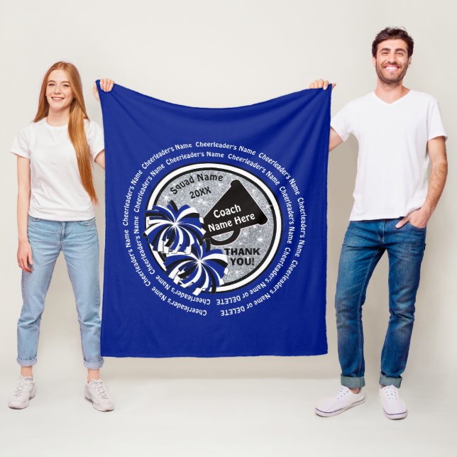 Blue Personalised Gifts for a Cheer Coach Fleece Blanket (In Situ)