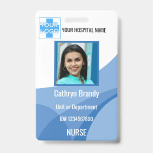 blue Personalised Hospital or Clinic Employee ID Badge