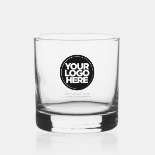 Blue Personalised Logo and Text Whiskey Glasses