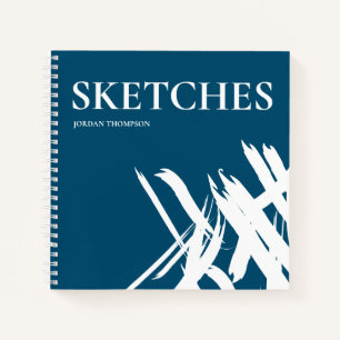 Blue Personalised Modern strokes Sketches Notebook