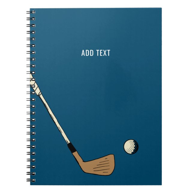 Blue Personalised Modern Vintage Golf  Notebook (Front)