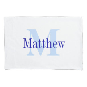 Blue Personalised Monogram Custom Pillow Case