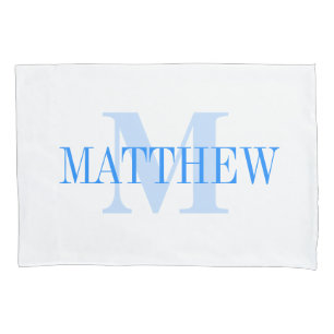 Blue Personalised Monogram Custom Pillow Case