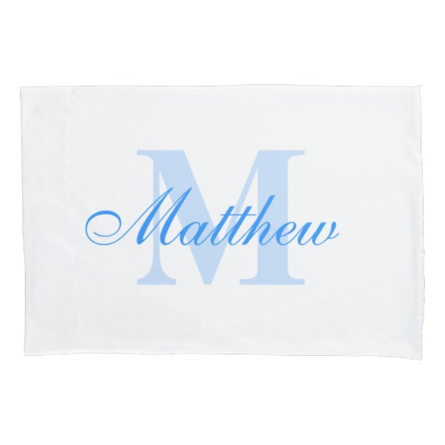 Blue Personalised Monogram Custom Pillow Case (Front)