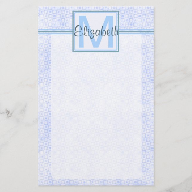 Blue Personalised Monogram Stationery (Front)