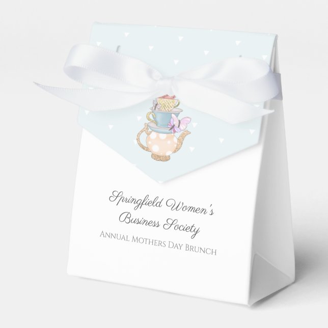 Blue Personalised Mother's Day Tea Party Favour Bo Box (Front Side)