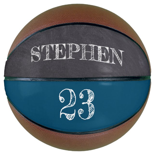 Blue Personalised Name Ball Player Number etching Basketball (Front)