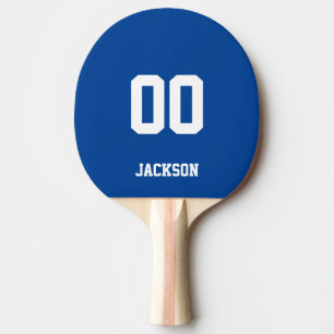 Blue Personalised Name Number Ping Pong Paddle