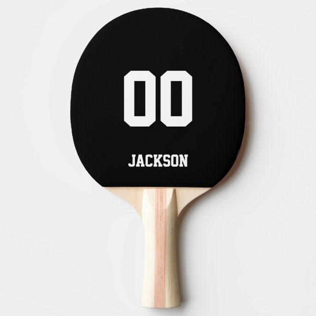 Blue Personalised Name Number Ping Pong Paddle (Front)