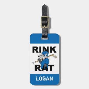 Blue Personalised Name Rink Rat Hockey Luggage Tag