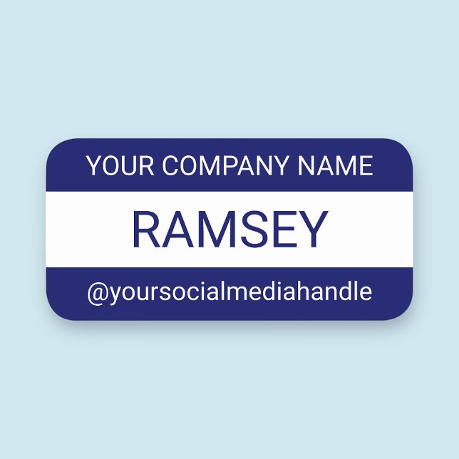 Blue Personalised Nametag Magnetic Custom Company Name Tag (MISOOK Blue Name Tag with Bold Type)