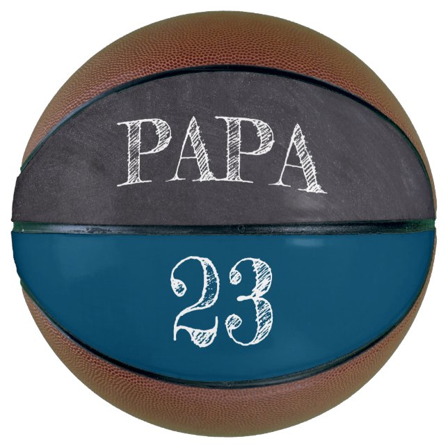 Blue Personalised PAPA Ball Player fave Number Dad Basketball (Front)