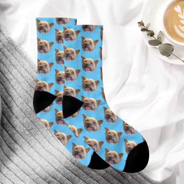 Blue Personalised Pet Photo Keepsake Memory Socks (Creator Uploaded)
