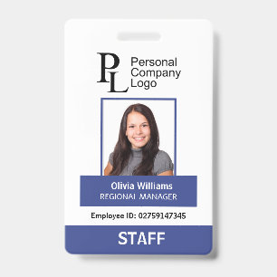 BLUE Personalised Portrait Company Staff Photo ID Badge