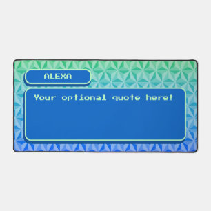 Blue Personalised Retro Gaming Pixel Art Desk Mat