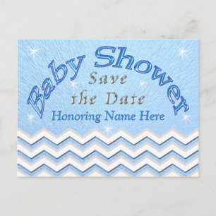 Blue Personalised Save the Date Baby Shower Cards