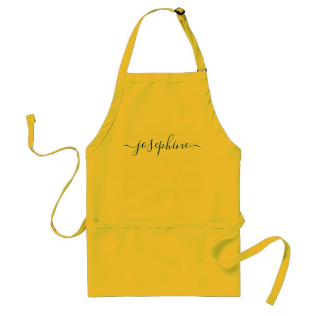 Blue Personalised script name adult apron (Front)