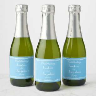 Blue Personalised Wedding Mini Sparkling Wine Labe Label