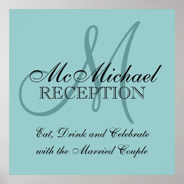 Blue Personalised Wedding Reception Sign (Front)
