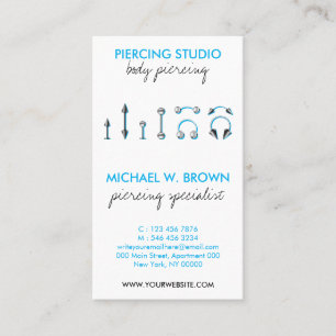 Blue Personalized Branding for Piercing Art Business Card