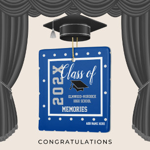 Blue Personalized Graduation Christmas  Ceramic Ornament
